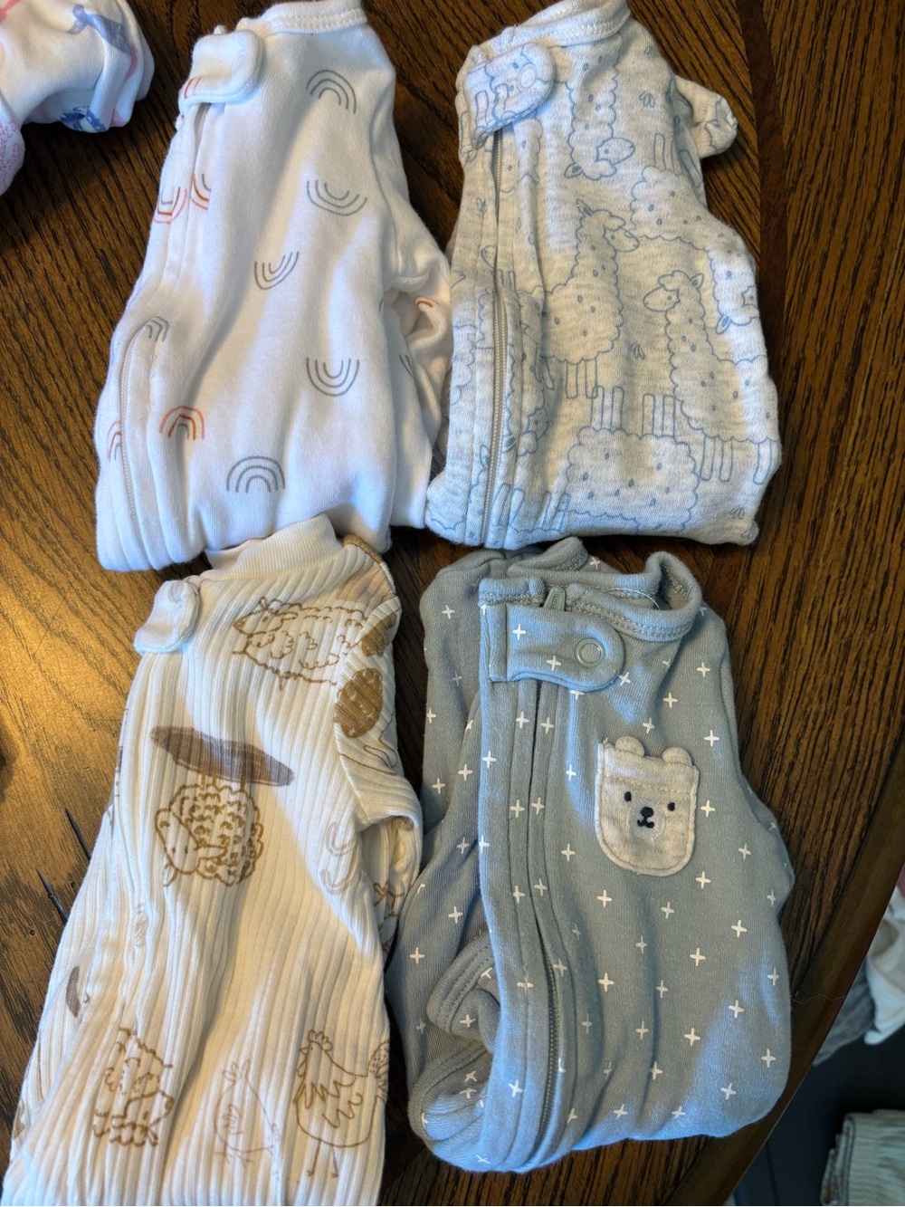 Carters newborn neutral sleeper bundle - Soft Blue, Gray, Cream & White Pajamas